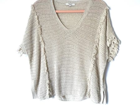 Madewell Cream Fringe Open Knit Sweater Top- Size S Online