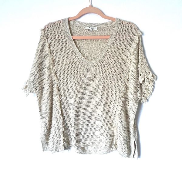 Madewell Cream Fringe Open Knit Sweater Top- Size S Online