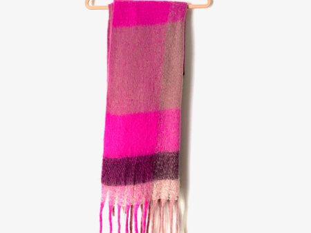 Express Pink Plaid Brushed Scarf For Sale