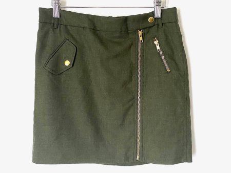 J. Crew Green Zipper Mini Skirt- Size 4 Cheap