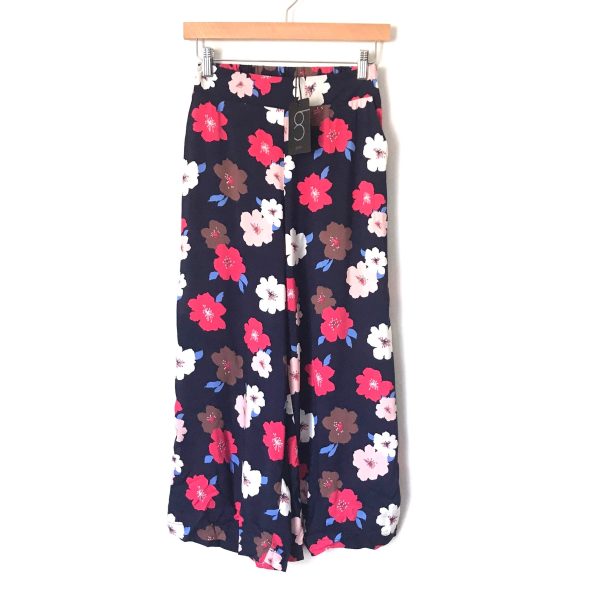 Gibson Navy Floral Wide Leg Crop Pants NWT- Size PXXS (Inseam 21”) Online now