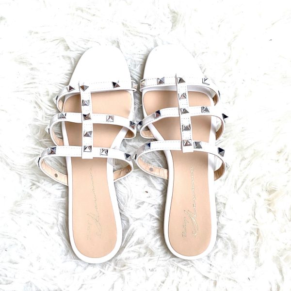 Vintage Havana White Studded Sandals- Size 7 (Jana) Online now