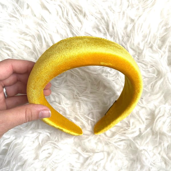 Yellow Velvet Padded Headband Fashion