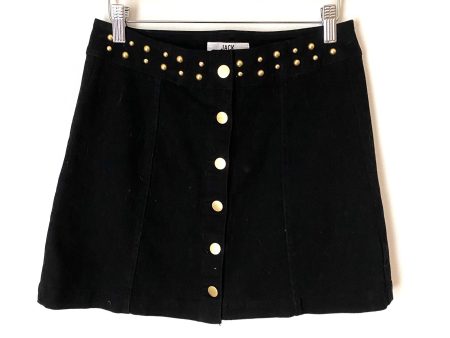 JACK by BB DAKOTA Black Denim Studded Button Up Skirt- Size 6 For Sale