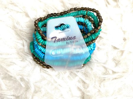 Tamina Teal Beaded Bangle Set Supply