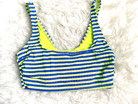 Xhilaration Neon Blue Striped Ribbed Cropped Bikini Top- Size XL (TOP ONLY) see notes Online