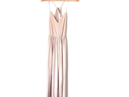 Carly Jean Taupe Adjustable Strap Wide Leg Jumpsuit- Size S For Cheap