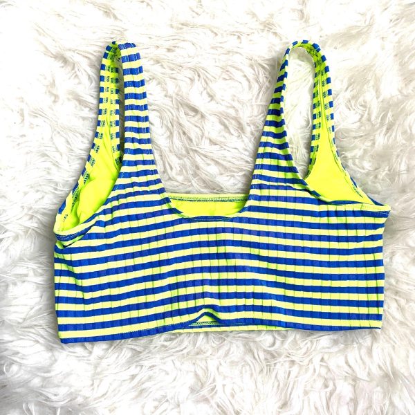 Xhilaration Neon Blue Striped Ribbed Cropped Bikini Top- Size XL (TOP ONLY) see notes Online