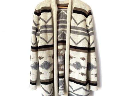 BB Dakota Cream Aztec Print Open Front Cardigan- Size L Sale