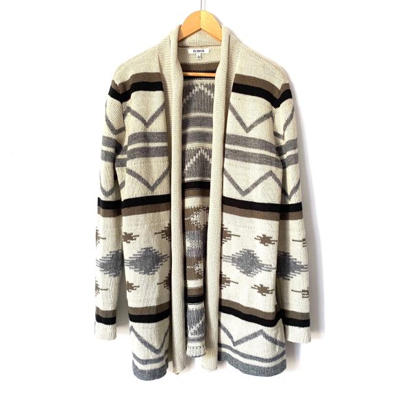 BB Dakota Cream Aztec Print Open Front Cardigan- Size L Sale