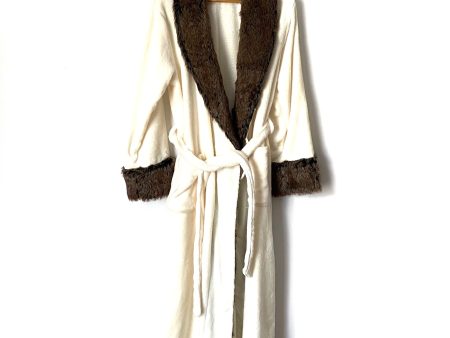 Soma Cream Robe with Faux Fur Trim and  @blushandcamo  Embroidered Back- Size S M Online now