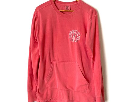 Monogrammed Comfort Colors Pink Pullover with Pocket- Size S Sale