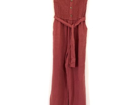 Abercrombie & Fitch Burgundy Smocked Strapless Jumpsuit- Size XS For Sale