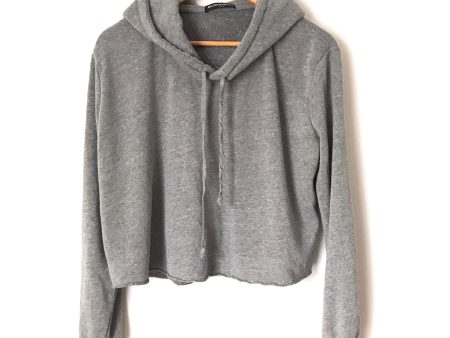 Brandy Melville Grey Hooded Cropped Sweatshirt- Size OS Online