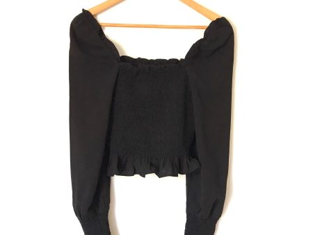 Sugar Lips Black Long Sleeve Smocked Crop Top NWT-Size S For Cheap