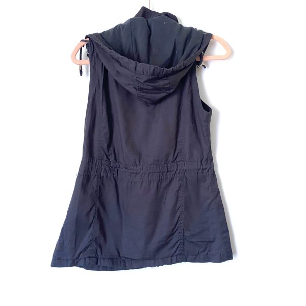 YMI Charcoal Zipper and Snap Removable Hood Vest NWT- Size S Online