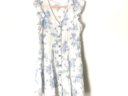 E&M White and Blue Floral Button Up Dress NWOT- Size L Online Sale