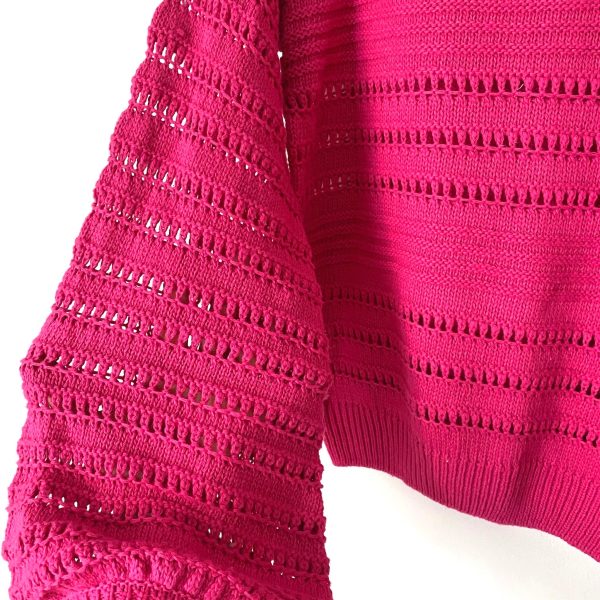 Willow & Clay Pink Open Knit Bubble Sleeve Sweater- Size S Online