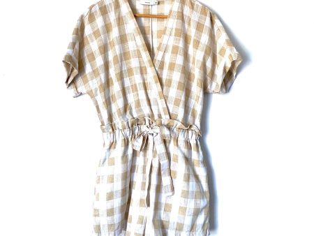 Lush Beige Checkered Romper- Size M (see notes) Online Hot Sale