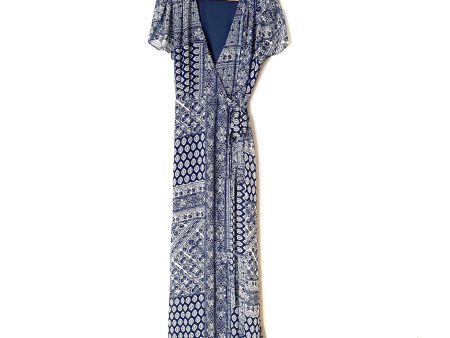 Aakaa Blue Wrap Maxi Dress- Size L Supply