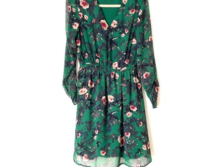 Vero Moda Green Floral V Neck Long Sleeve Dress- Size M (See notes) For Cheap