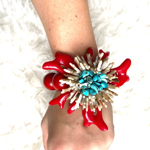 No Brand Red Coral Large Beaded Bracelet Online now