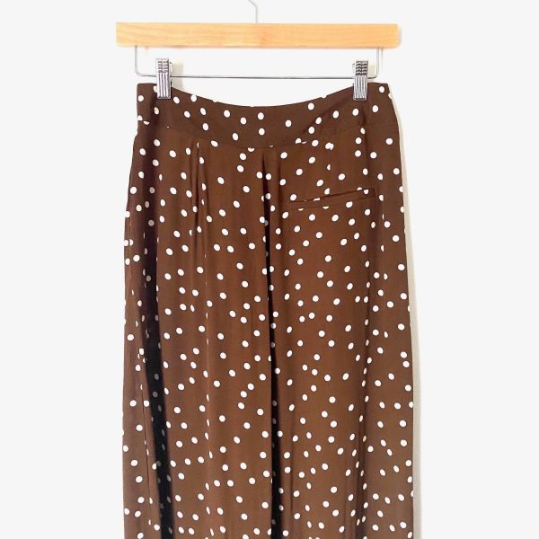 Zara Basic Brown Polka Dot High Waisted Flowy Pants- Size L (Inseam 32”) Online Hot Sale