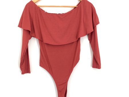 Vestique Rust Off the Shoulder Ruffle Thong Bodysuit NWOT- Size S Online