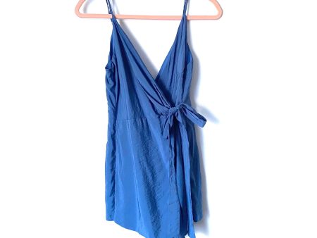 Essue Blue Satin Faux Wrap Romper- Size S Online