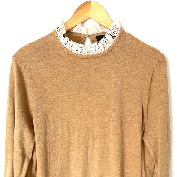 J. Crew “Tippi” Lace Collar Detail Light Sweater- Size XL For Sale