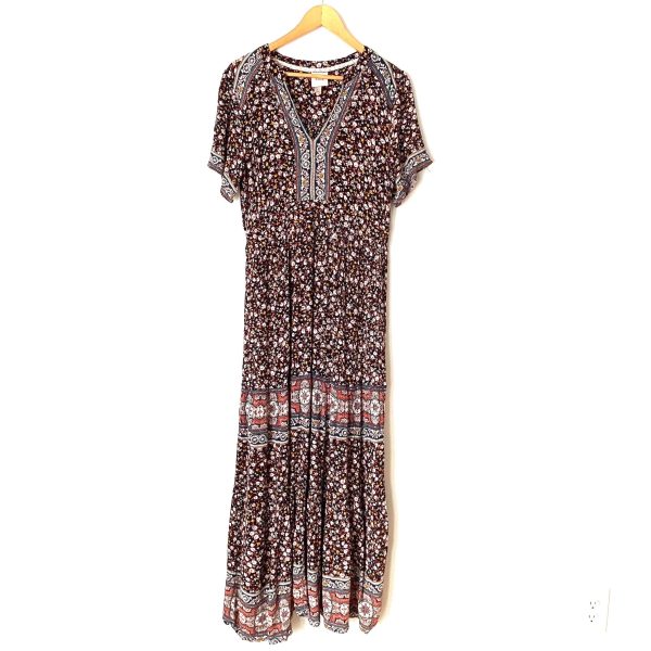 Knox Rose Floral Mixed Print Short Sleeve Maxi Dress- Size L For Discount