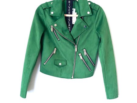 River Island Green Suedette Biker Jacket NWT- Size 4 (sold out online) Sale