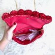 Loft Red Paper Straw Pom Pom Small Handbag NWT Sale