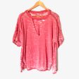 We The Free by Free People Red Acid Wash Oversized V-neck Tee Shirt- Size XS Online Hot Sale