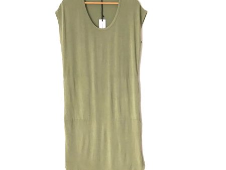 Z Supply Olive Round Neck Midi Dress with Side Slits NWT- Size XS Hot on Sale