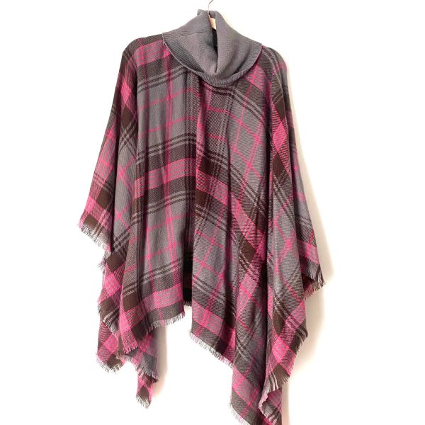 Ellie & Kate Grey and Pink Turtleneck Poncho NWT- One Size Online now