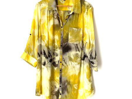 Torrid Yellow and Black Chiffon Button Down Top- Size 0 For Cheap