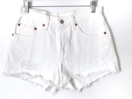 Levi 501 White Distressed Cut Off Shorts- Size 26 Discount