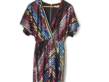 BaeVely Multi Color Faux Wrap Sequins Dress- Size S Online Hot Sale