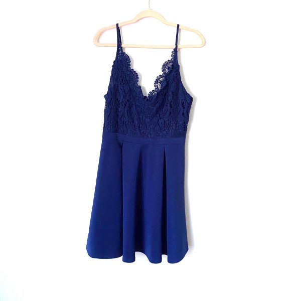 Annabella Navy Lace Top Dress- Size L (see notes) For Sale