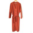 ASOS Rust Faux Button Up Belted Sweater Dress with Side Slits- Size 14 (see notes) Discount