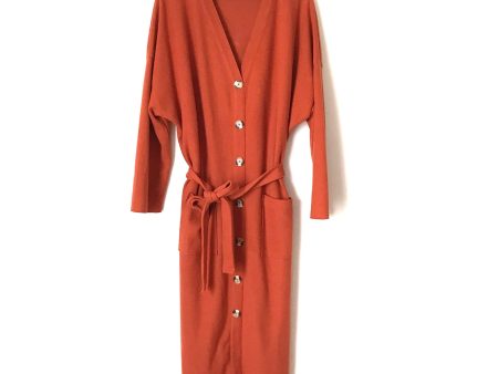 ASOS Rust Faux Button Up Belted Sweater Dress with Side Slits- Size 14 (see notes) Discount