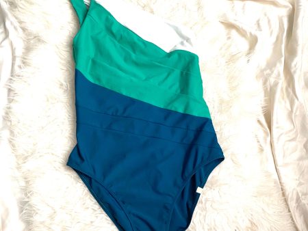 Summersalt Blue and Green  The Sidestroke  One Shoulder One Piece- Size 12 Online