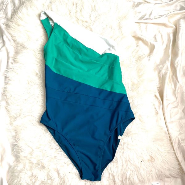 Summersalt Blue and Green  The Sidestroke  One Shoulder One Piece- Size 12 Online