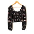 WAYF Black Floral Long Sleeve Crop Top- Size XS Fashion