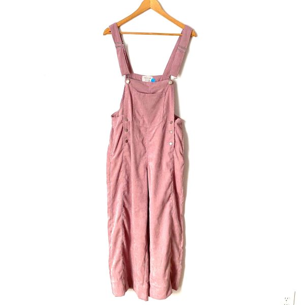 Uniq By Litz Mauve Corduroy Wide Leg Crop Overalls- Size M Online Hot Sale