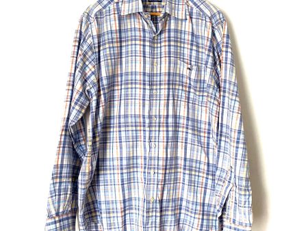 Vineyard Vine Blue Orange Plaid Slim Fit Tucker Shirt- Size L Supply