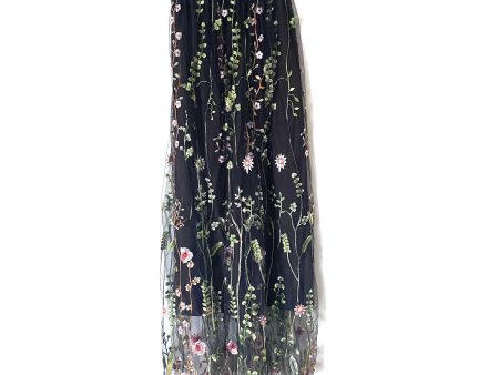 Chicwish Floral Embroidered Black High Waisted Maxi Skirt- Size S on Sale