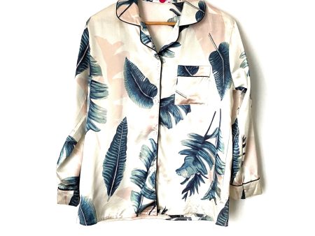 No Brand Palm Print Button Up Silk Pajama Set- Size XS M (SOLD AS SET, see notes) Cheap