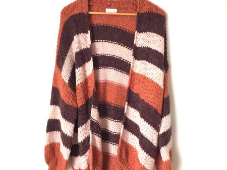 Pink Lily Orange Purple Striped Knit Open Cardigan- Size S Supply